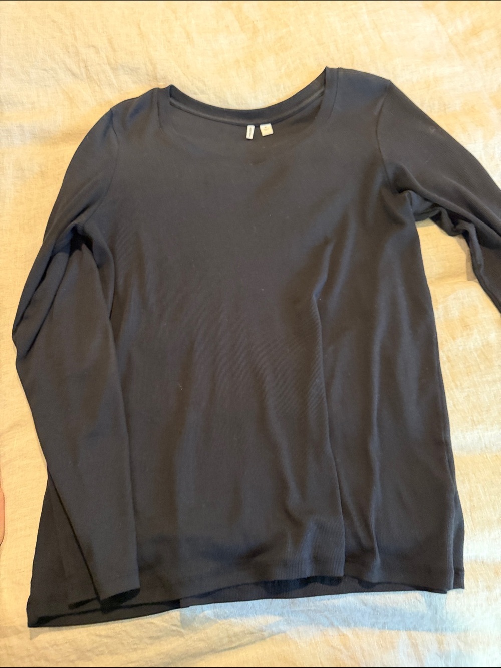 Nordstrom Simple Black Long Sleeve ribbed Crewneck Top - XL